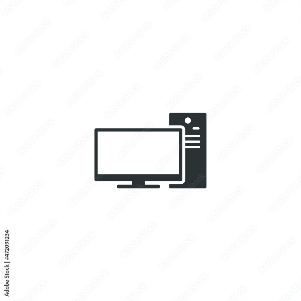 Poster vector sign of the pc symbol is isolated on a white background. pc icon color editable.