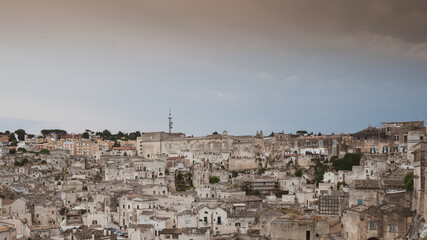 Fototapeta na wymiar Italy, july 2017, view of the city of matera, known all over the world for the historic Sassi