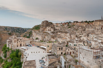 Obraz premium Italy, july 2017, view of the city of matera, known all over the world for the historic Sassi
