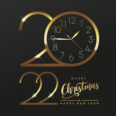 2022 Happy New Year card with elegant minimalistic text. Vector.