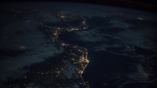 Spain, Alboran sea.
The International Space Station.
Source material was provided by NASA.
Color correction was done, noise was removed and slowed down.