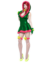 Young beautiful Santa girl.