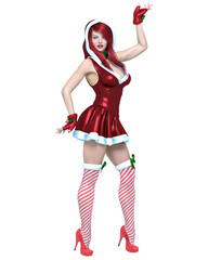 Young beautiful Santa girl.