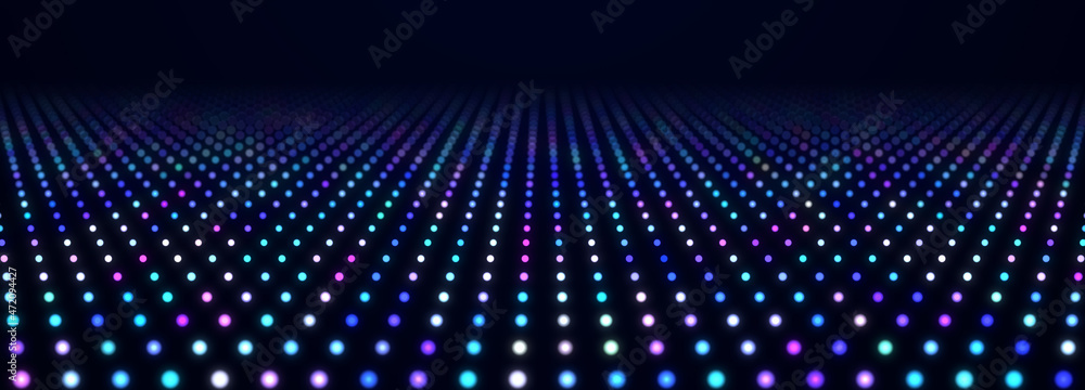 Poster Abstract background of points. Falling cyber particles. Big data stream. 3d rendering