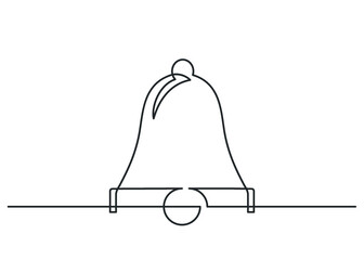 Continuous one line drawing of bell. Vector illustration.