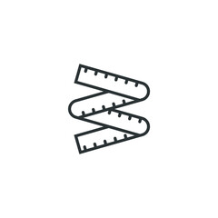 Vector sign of the Tape measurement symbol is isolated on a white background. Tape measurement icon color editable.