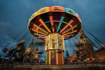 Carousel in front of Spasskaya Tower and St Basil's Cathedral