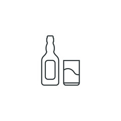 Vector sign of the Wine bottle with wine glass symbol is isolated on a white background. Wine bottle with wine glass icon color editable.