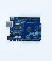  Top view of electronic components such as PCB