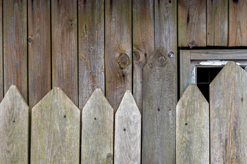 Fototapeta premium Wooden slats of different sizes on a barn