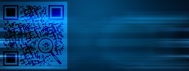 QR code on a blue background