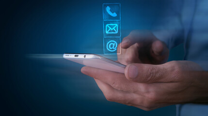 on the phone clicks on the call, mail and dog icon