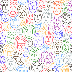 faces of people seamless vector background