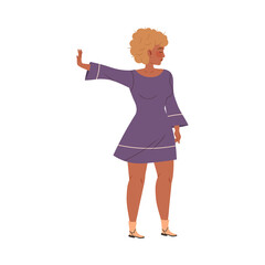 Woman showing no or stop gesture sign cartoon vector illustration