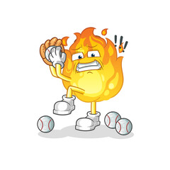 fire baseball pitcher cartoon. cartoon mascot vector