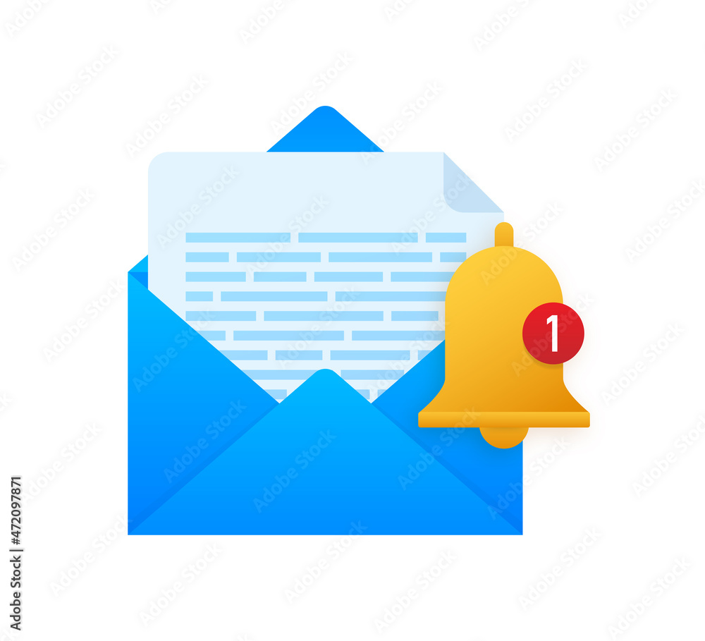 Poster enable reminder notification. email notification. message alert. vector stock illustration.