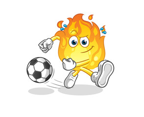 fire kicking the ball cartoon. cartoon mascot vector