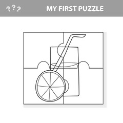 Jigsaw puzzle. Easy educational paper game for kids. Simple kid application with Orange Juice. My first puzzle and coloring page