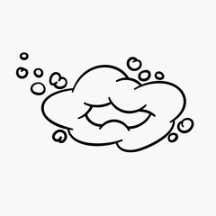 Comic clouds, cartoon vector clouds in line style isolated on light background.