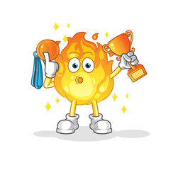 fire winner with trophie. cartoon character