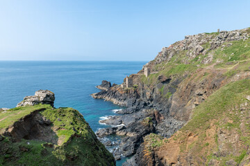 The Crowns mine engine houses at Botallack mine in Cornwall