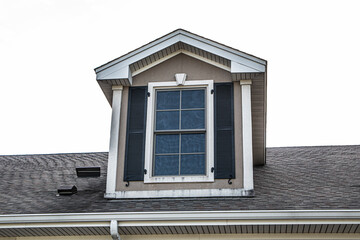 Modern brick architecture black trim Roof window