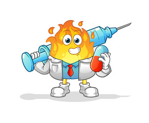 Fototapeta premium fire doctor holding medichine and injection
