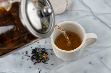 Freshly Brewed Black Tea in Pot