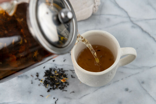Freshly Brewed Black Tea in Pot