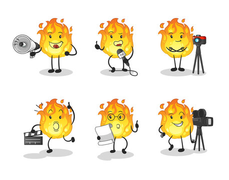 fire entertainment group character. cartoon mascot vector