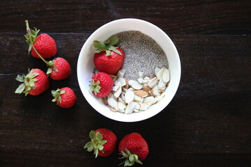 chia pudding with strawberries