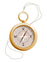 Illustration of a hiking compass on a string. © Ksuview