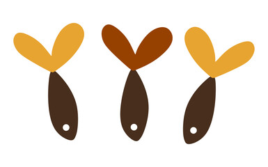 Illustration of three simple icons in the form of fish.