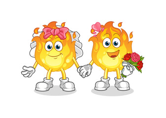 fire wedding cartoon. cartoon mascot vector
