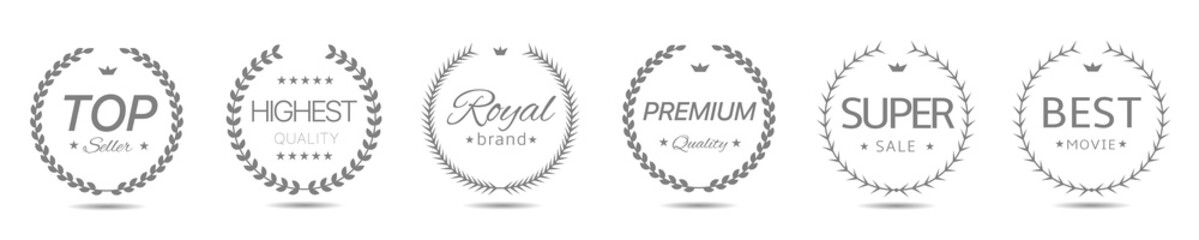 Premium quality Grey laurel wreath label set