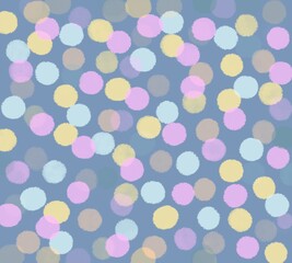 Colorful Yellow Pink Blue Brown  Watercolor Polka Dots Pattern on Dark Blue 