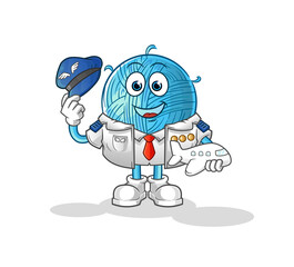 yarn ball pilot mascot. cartoon vector