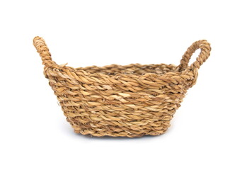 Obraz premium Empty woven basket on white background