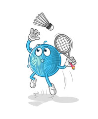yarn ball smash at badminton cartoon. cartoon mascot vector