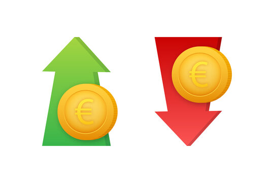 Up and Down Euro Sign on white background. Vector stock illustration
