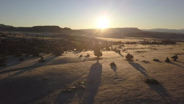 Dramatic shadows on Montana plains at sunrise 