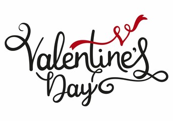 Happy Valentines day lettering greeting card isolated on white background. Valentines day background with decorative elements and typography text. Vector illustration. Hand drawn 14 February design