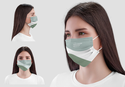 3 Medical Protective Face Mask Mockups