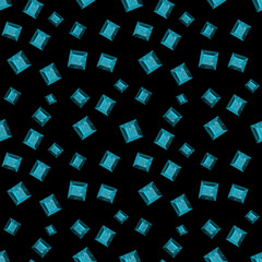Gems seamless pattern on  black backdrop. Jewels geometric precious objects. For cover, banner, background, card banner, poster luxury design