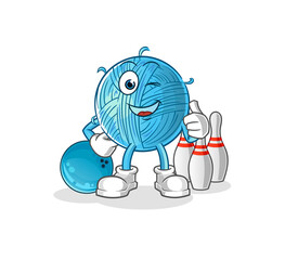 yarn ball play bowling illustration. character vector