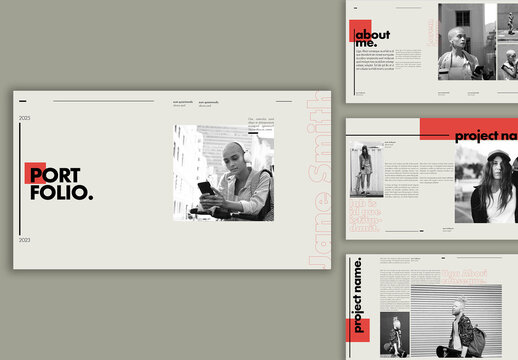 Portfolio Layout with Coral Accents