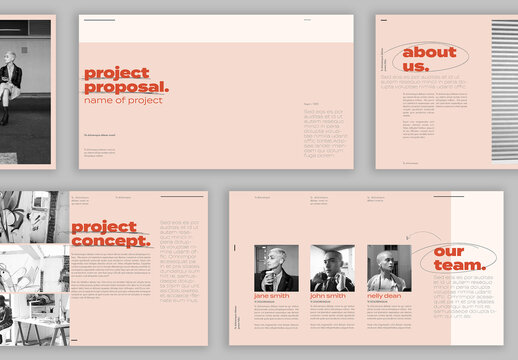 Pitch Deck Layout with Pink and Coral Accents