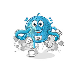 yarn ball runner character. cartoon mascot vector