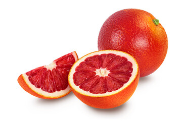 Blood red oranges isolated on white background with clipping path and full depth of field