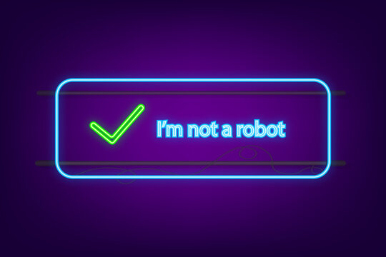 Captcha, I am not a robot on laptop screen. Vector stock Illustration
